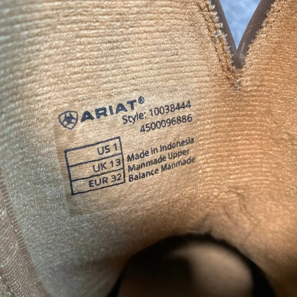 Ariat Youth Western Cowboy Boots Brown Leather Square Toe Big Kids Shoes Size 1